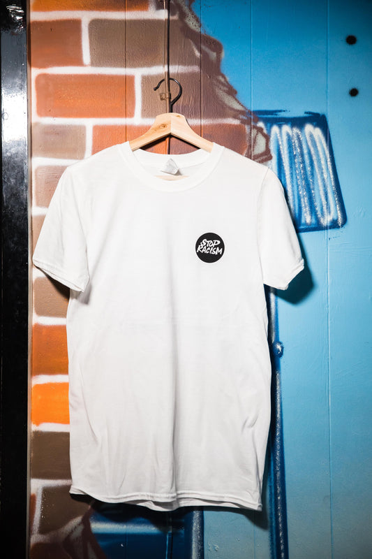 Stop Racism t-shirt (White) designed by Paul Camo